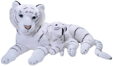 Wild Republic Grote Pluche knuffel dieren familie witte tijgers 80 cm