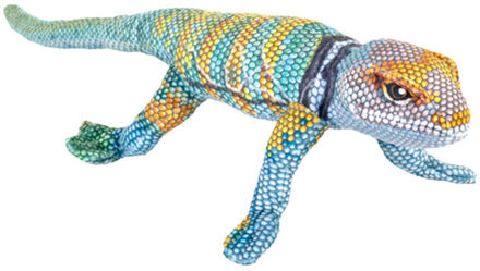 Wild Republic Hagedis knuffel - pluche - blauw/geel - 35 cm - knuffeldier - gekko