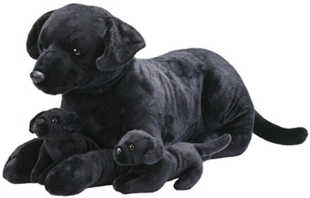 Wild Republic Knuffel Cuddle kins Jumbo Mama Puppies Labrador Zwart