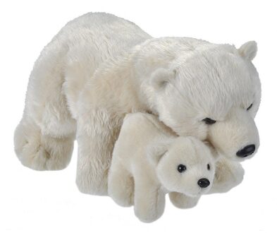 Wild Republic Knuffel ijsbeer met jong wit 38 cm knuffels kopen