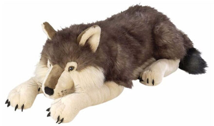 Wild Republic Knuffel wolf - pluche - grijs - 76 cm - knuffeldier
