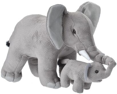 Wild Republic Olifanten speelgoed artikelen olifant met kalfjet knuffelbeest grijs 38 cm