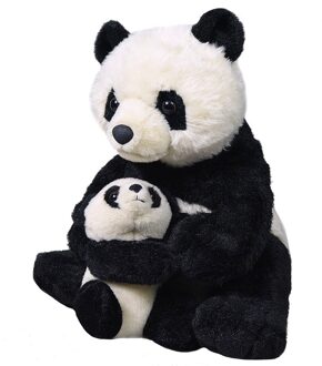 Wild Republic Pandaberen speelgoed artikelen panda met babypanda knuffelbeest zwart 38 cm