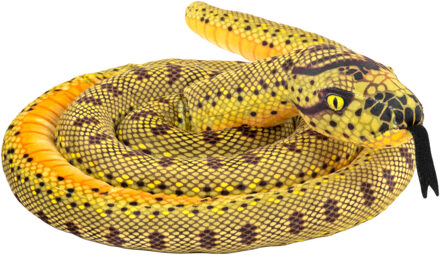 Wild Republic Pluche anaconda knuffel slang - geel - 152 cm - reptielen knuffeldier