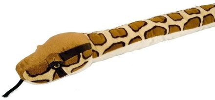 Wild Republic Pluche birmese python slang - knuffel dier - 137 cm - reptielen Donkerbruin