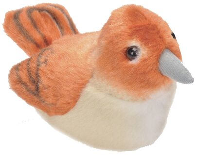 Wild Republic Pluche bruine nachtegaal vogel knuffel - 13 cm - met echt geluid - dierend
