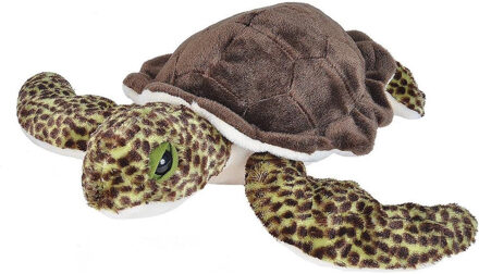 Wild Republic Pluche dieren knuffel zeeschildpad - 30 cm - Knuffeldieren speelgoed - Knuffeldier Groen