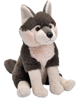 Wild Republic Pluche dieren knuffels Grijze wolf van 30 cm - Knuffeldier Beige