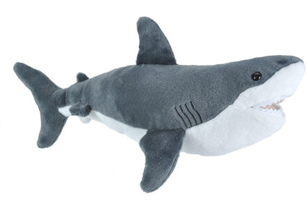 Wild Republic Pluche dieren knuffels witte haai van 30 cm