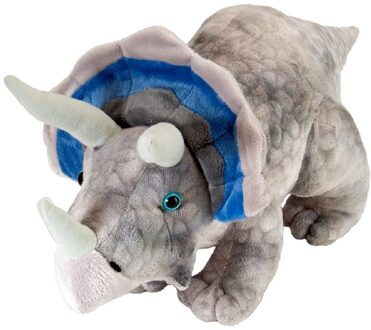 Wild Republic Pluche dinosaurus Triceratops knuffel - grijs - 25 cm