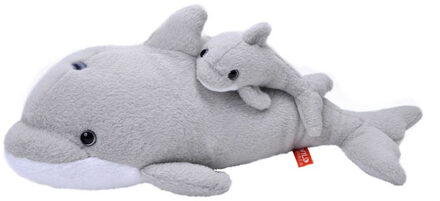 Wild Republic Pluche grijze dolfijn met baby knuffel 38 cm speelgoed