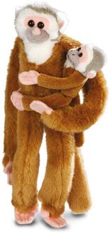 Wild Republic Pluche hangende aap - met baby knuffeldier - bruin - 53 cm