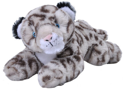 Wild Republic Pluche knuffel dieren Eco-kins sneeuw luipaard/panter van 25 cm Grijs