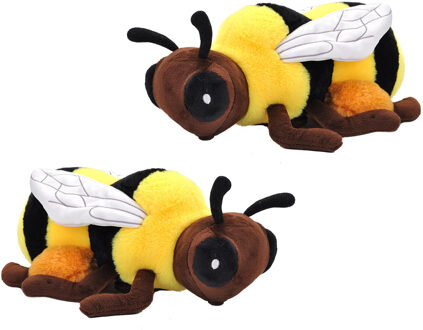 Wild Republic Pluche knuffel dieren Ecokins series - 2x honingbij - zwart/geel - 30 cm