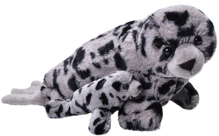 Wild Republic Pluche knuffel dieren familie grijze zeehonden 36 cm