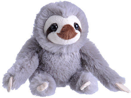 Wild Republic Pluche knuffel dieren Luiaard - grijs - 13 cm - Speelgoed knuffelbeesten Multi