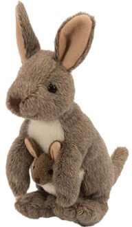 Wild Republic pluche knuffel Kangoeroe met baby - bruin - 20 cm - dieren knuffels
