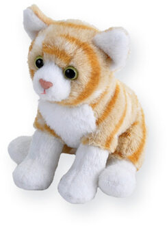 Wild Republic Pluche knuffel - kat/poes - oranje/wit - 13 cm - Knuffelbeesten - Katten/poezen