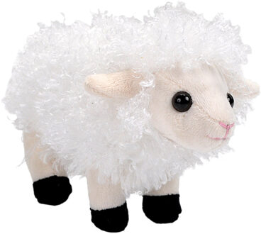 Wild Republic Pluche knuffel Lammetje/schaap van ongeveer 13 cm - wit - Speelgoed knuffelbeesten Multi