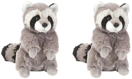 Wild Republic Pluche knuffel wasbeer - 2x - 25 cm - Wasberen dieren knuffels