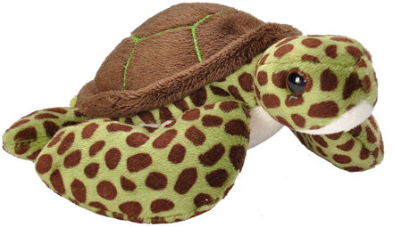 Wild Republic Pluche knuffel Zeeschildpad van 13 cm - Knuffel zeedieren Groen