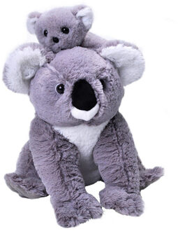 Wild Republic Pluche koala beer met baby - knuffel koala - grijs - 38 cm