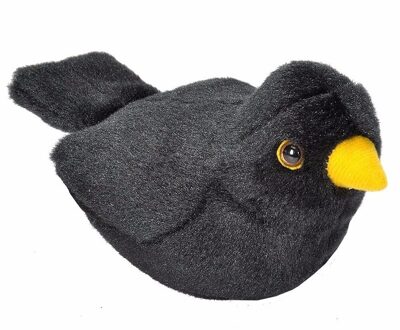 Wild Republic Pluche merel knuffel - 14 cm - vogel zachte knuffel - met geluid