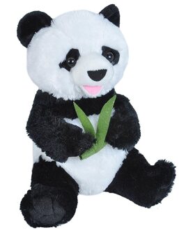 Wild Republic Pluche panda beer knuffel - zwart/wit - 25 cm - speelgoed dieren - stof
