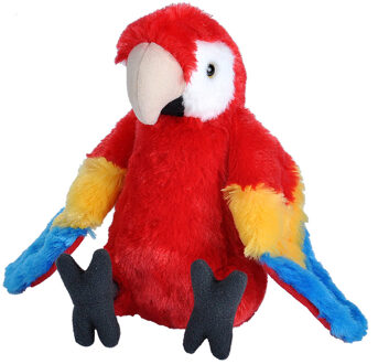 Wild Republic Pluche Papegaai/Ara - knuffel vogel - 20 cm - bos vogel knuffel