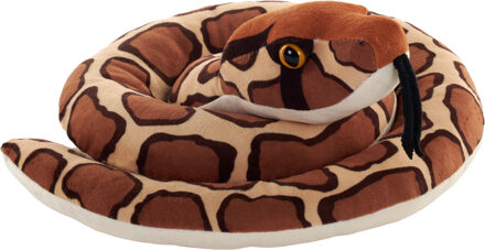 Wild Republic Pluche Python knuffel slang - bruin - 91 cm - reptielen knuffeldieren