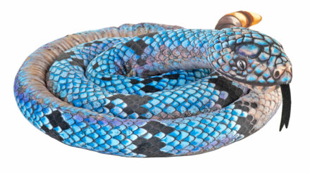 Wild Republic Pluche ratelslang knuffel - 152 cm - slangen - reptielen - blauw - speelgoed - knuffeldier