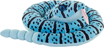 Wild Republic Pluche ratelslang knuffel - 91 cm - slangen - reptielen - blauw - speelgoed knuffeldier