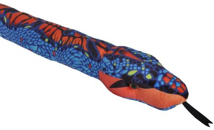 Wild Republic pluche slange knuffeldier - blauw/oranje - 137 cm - reptielen knuffels - Knuffeldier