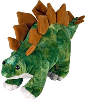 Wild Republic pluche Stego dinosaurus - knuffel - groen/bruin - 25 cm - prehistorie