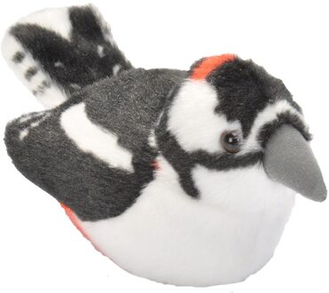 Wild Republic pluche vogel knuffeldier - grote bonte specht - 13 cm - met echt geluid Multi