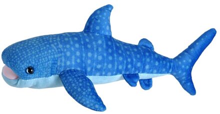 Wild Republic Pluche walvishaai knuffel - blauw - 35 cm - speelgoed zeedieren
