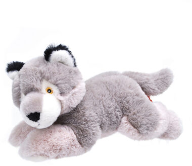 Wild Republic Pluche wolf - knuffel wolf - Eco-kins - 25 cm - wilde dieren knuffelwolf Grijs