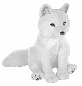 Wild Republic poolvos knuffel - knuffeldier - pluche - wit - 30 cm - zittend - vossen