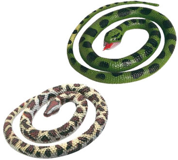 Wild Republic Slangen speelgoed dieren - 2x rubberen nep / namaak slangen - van 65 cm - Python en Anaconda