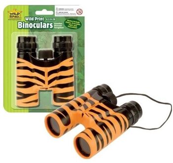 Wild Republic Speelgoed verrekijker - voor kinderen - tijgerprint - 12 x 11 cm Oranje