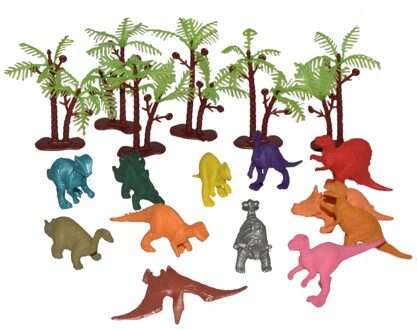 Wild Republic Speelset Dinosaurussen - 18x plastic - inclusief bomen - in emmer