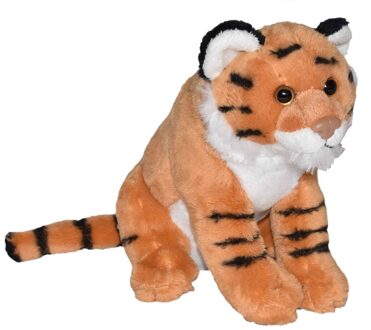 Wild Republic Tijger knuffel - pluche - geluid - 20 cm Bruin
