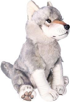 Wild Republic Wolf Knuffel - pluche - 38 cm - grijs - wolven knuffels - knuffeldieren