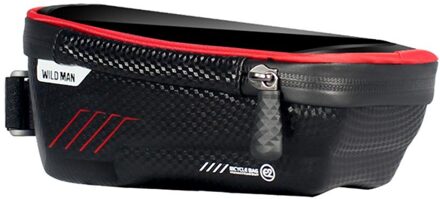 Wilde Man Mountainbike Zak Waterdichte Harde Shell Mtb Mobiele Telefoon Case Voor Tube Tassen Front Beam Touch Screen Telefoon houder Case rood