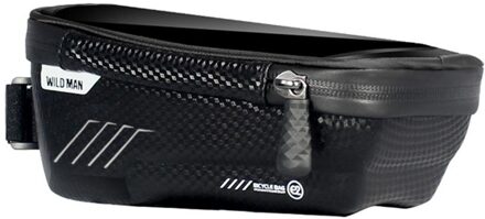 Wilde Man Mountainbike Zak Waterdichte Harde Shell Mtb Mobiele Telefoon Case Voor Tube Tassen Front Beam Touch Screen Telefoon houder Case zwart