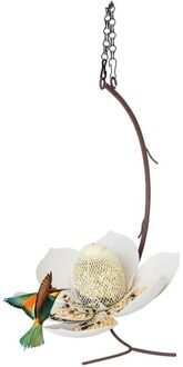 Wilde Vogel Feeder Bloem Vormige Zaad Lade Opknoping Metalen Vogel Feeder Huisdier Papegaaien Vogels Voedsel Ondersteuning Voor Outdoor Patio Tuin decor A000