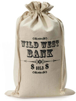 Wilde Westen Cowboy thema - zak met geld/dollars - 49 cm - Carnaval/verkleed artikel - Bankrover - Verkleedattributen Multikleur