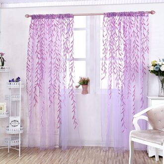 Wilg Voile Tule Kamer Gordijn Sheer Voile Panel Gordijnen Gordijn Voor Woonkamer Slaapkamer Gedrukt Gordijnen Gordijnen # P B