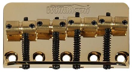 Wilkinson BB-WBBC-G brug-staartstuk Jocker/ Puncher bass brug-staartstuk Jocker/ Puncher bass, pitch 19mm, brass saddles, goud