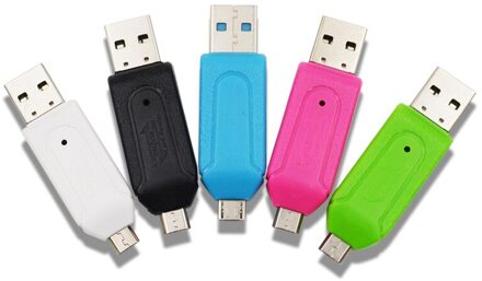 Willekeurige Kleur 2 In 1 USB OTG Kaartlezer Universele Micro USB OTG TF/Sd-kaartlezer Telefoon Extension headers Micro USB OTG Adapter